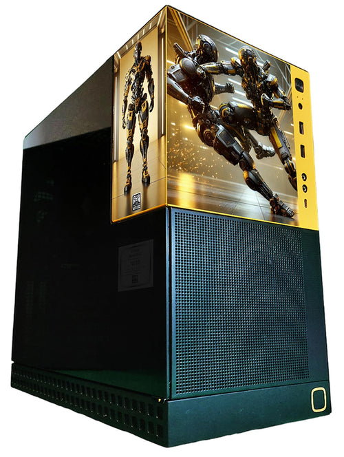 Computer case with robot design on a white background