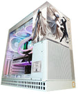 Computer graphics card with colorful design on a white background