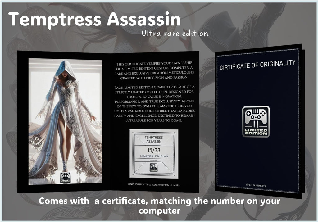 Temptress Assassin ultra rare edition with certificate of originality and numbered certificate.