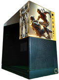 Computer case with robot graphics on a white background